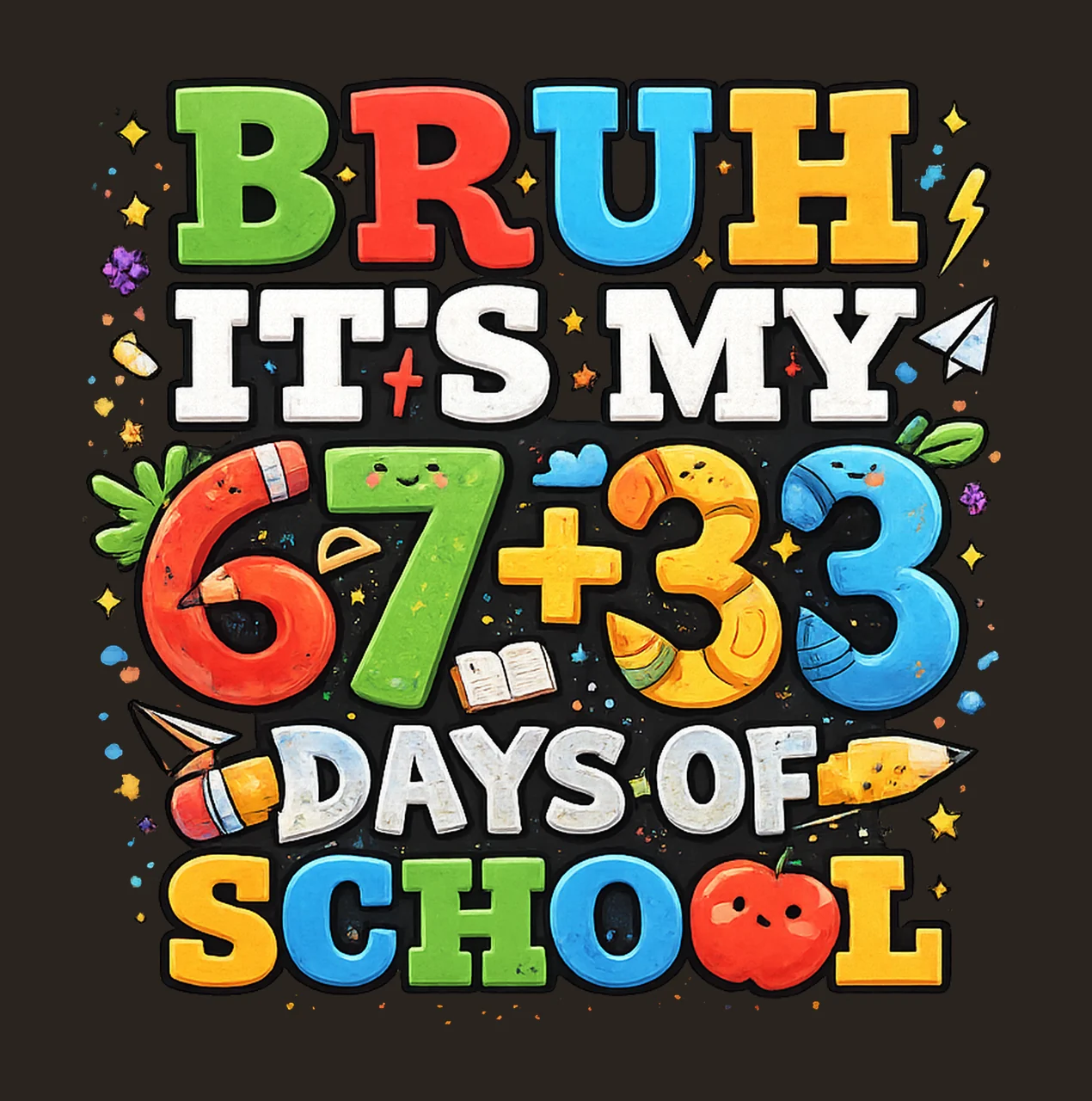 Bruh Its My 6733 Days Of School Funny Classroom Quote contrast preview thumbnail