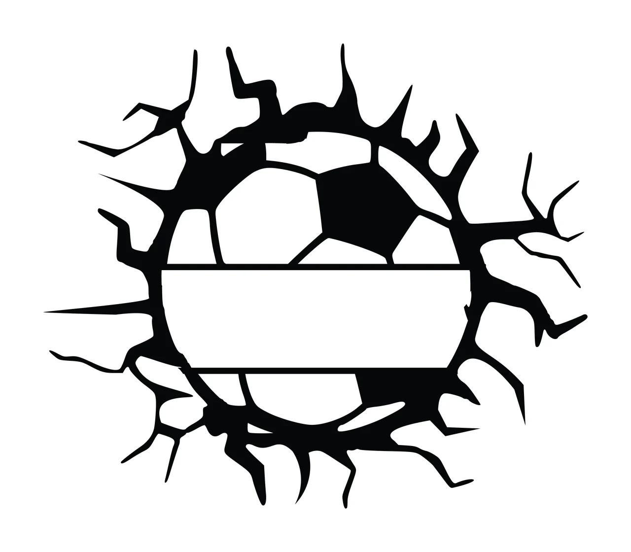 Soccer Black And White Ball Graphic With Central cracking banner