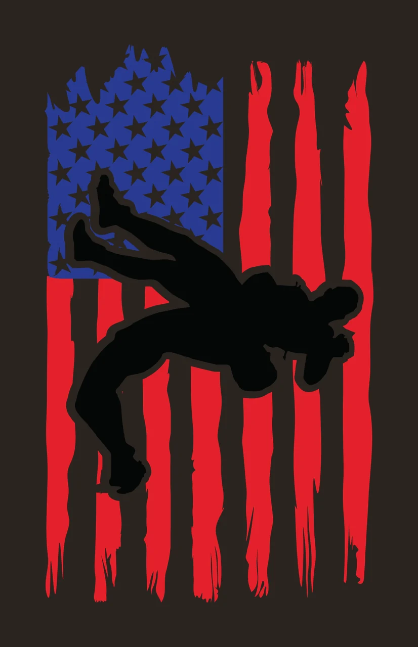 Wrestling Two Wrestlers Fighting On Flag stars stripes silhouette contrast preview thumbnail