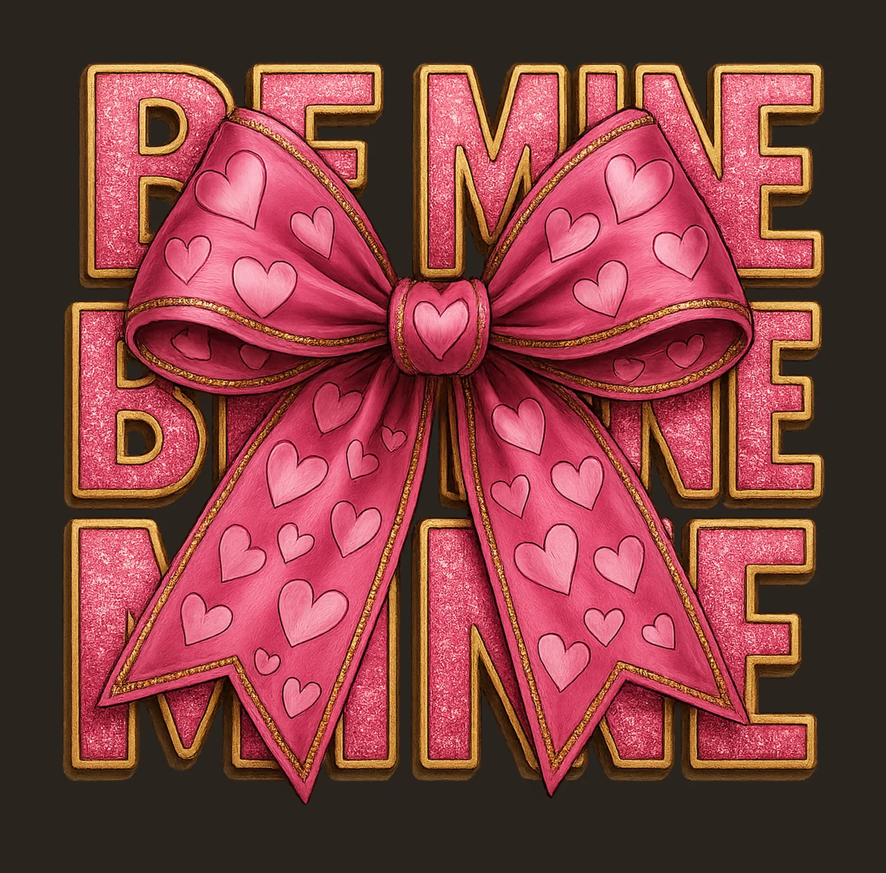 Valentine coquette heart be mine Valentine design glitter contrast preview thumbnail