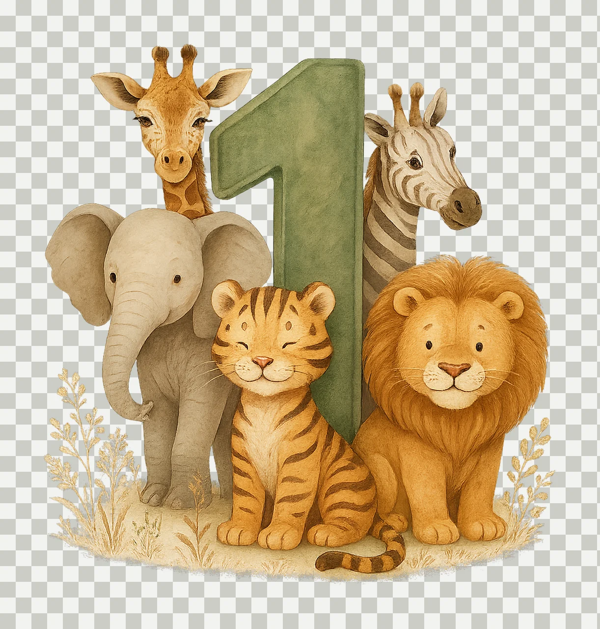 Wild One Safari Birthday Jungle Animal Artwork Kids Party transparency and detail preview thumbnail