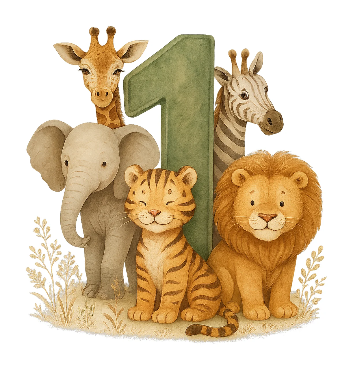 Wild One Safari Birthday Jungle Animal Artwork Kids Party