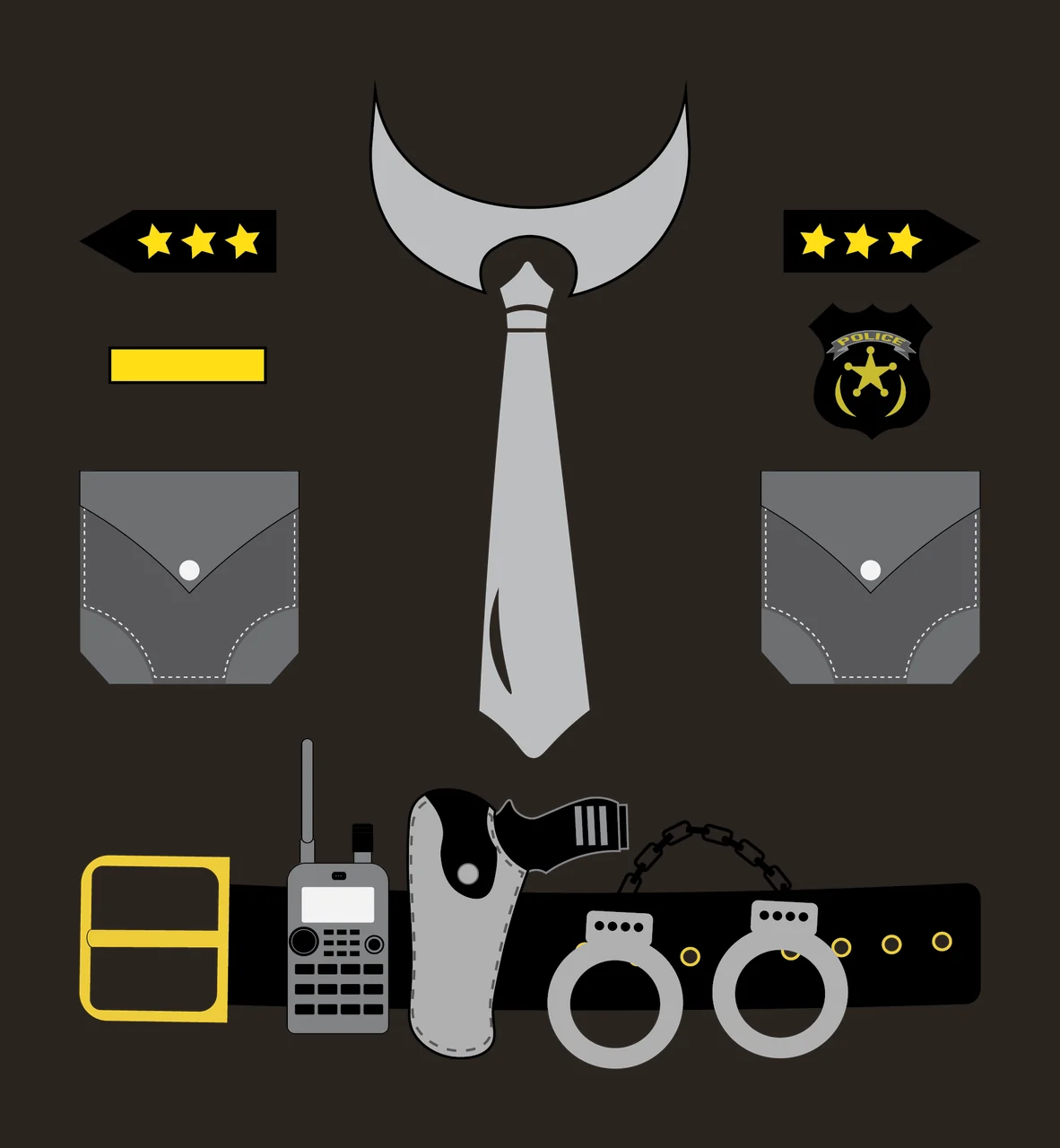 Law Enforcement Belt And Badge Icons gear displayed tie cuffs contrast preview thumbnail