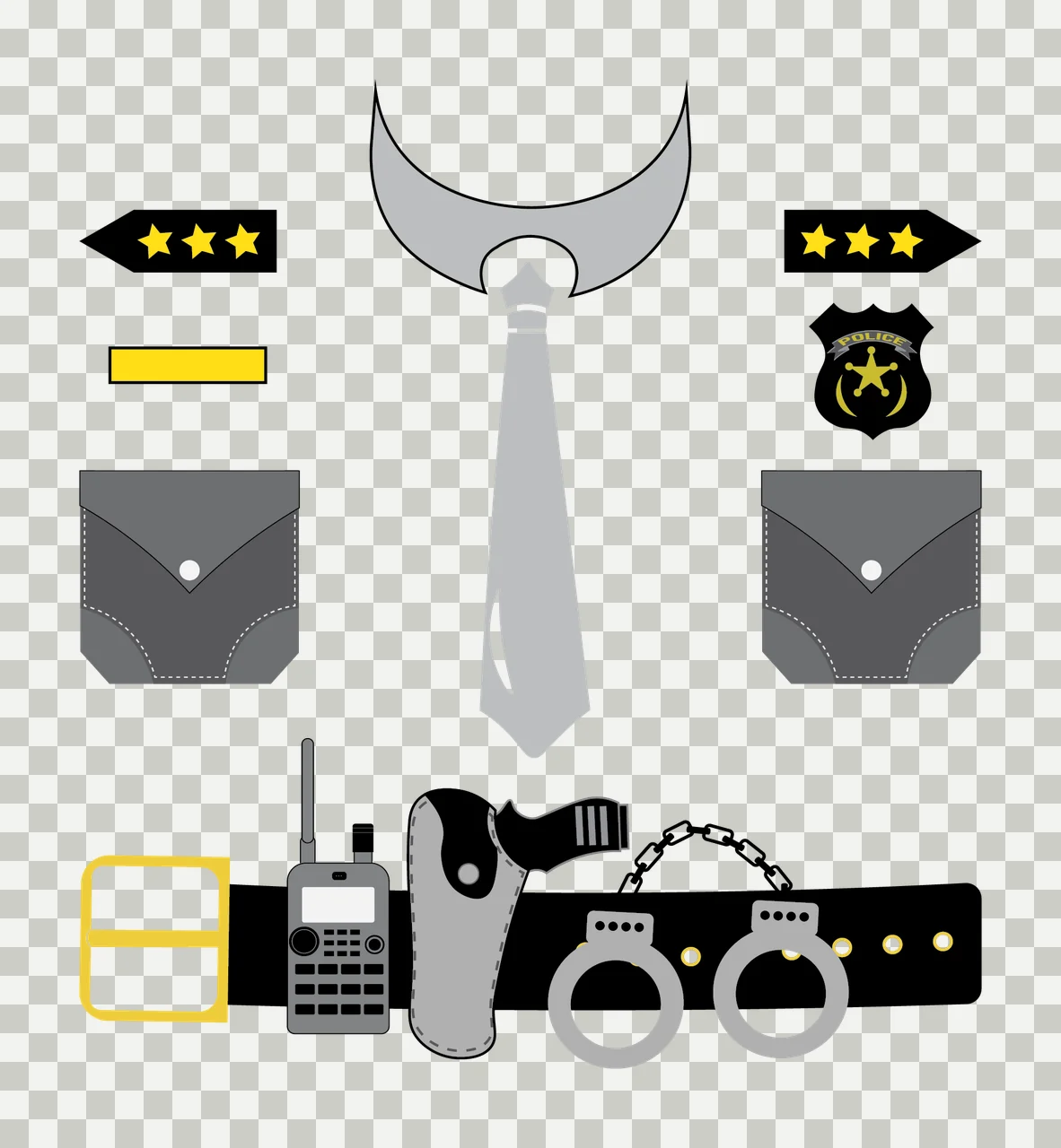 Law Enforcement Belt And Badge Icons gear displayed tie cuffs transparency and detail preview thumbnail