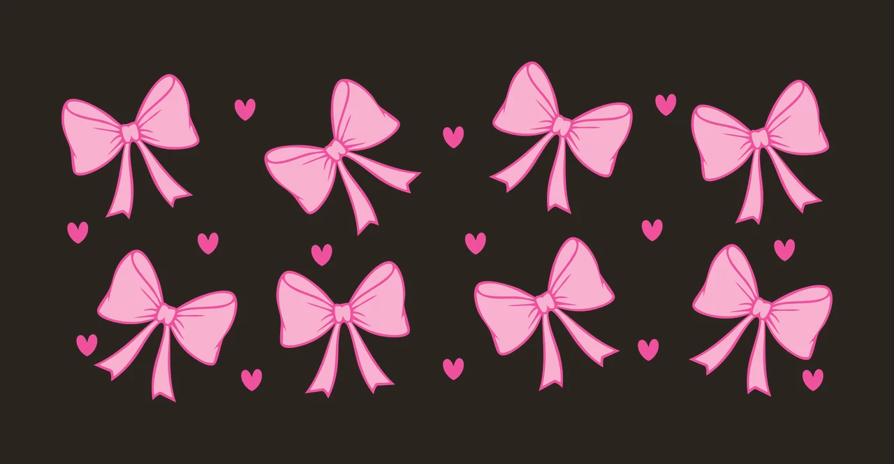 Can Glass Wrap Repeated Bow And Heart Pattern Bows hearts Repeating contrast preview thumbnail