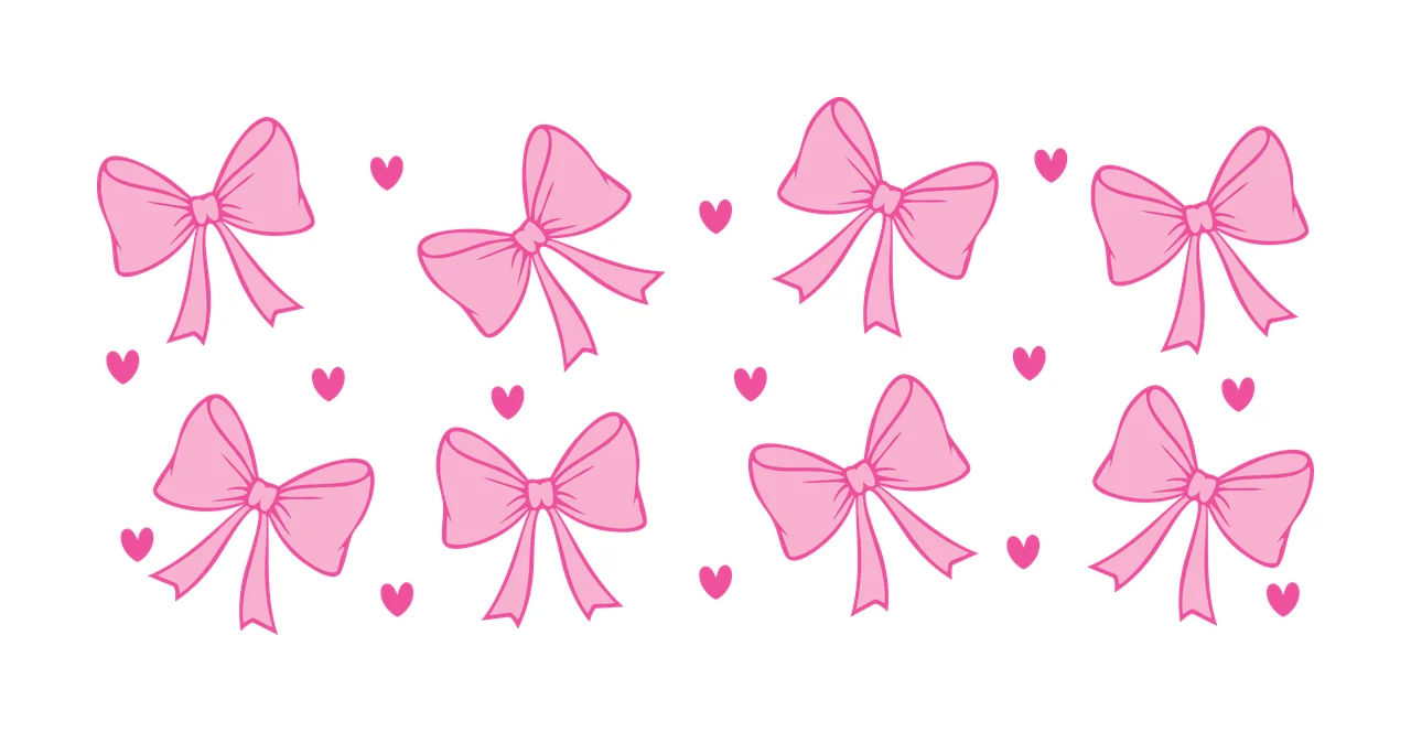Can Glass Wrap Repeated Bow And Heart Pattern Bows hearts Repeating