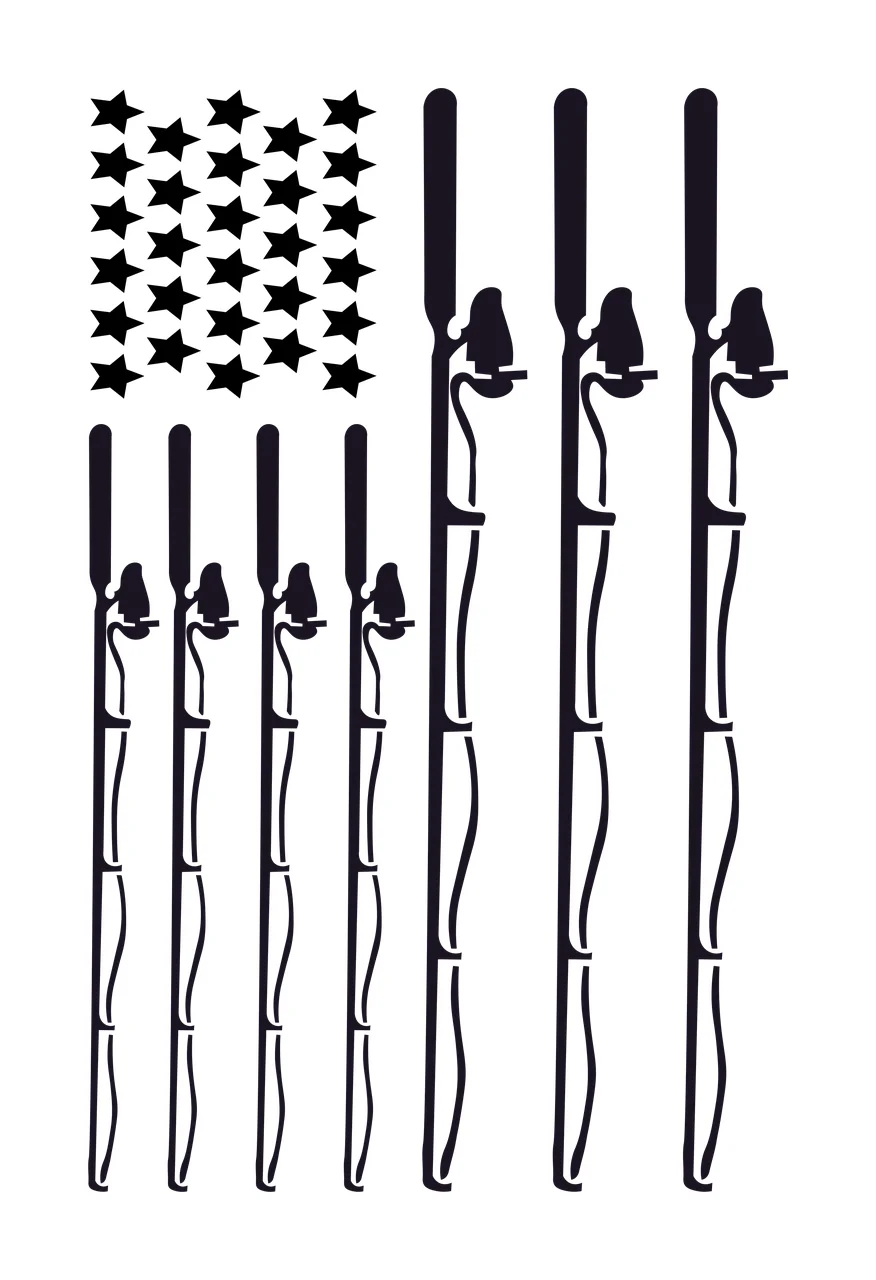 Fishing American Flag Featuring Rod Stripes stars rods black