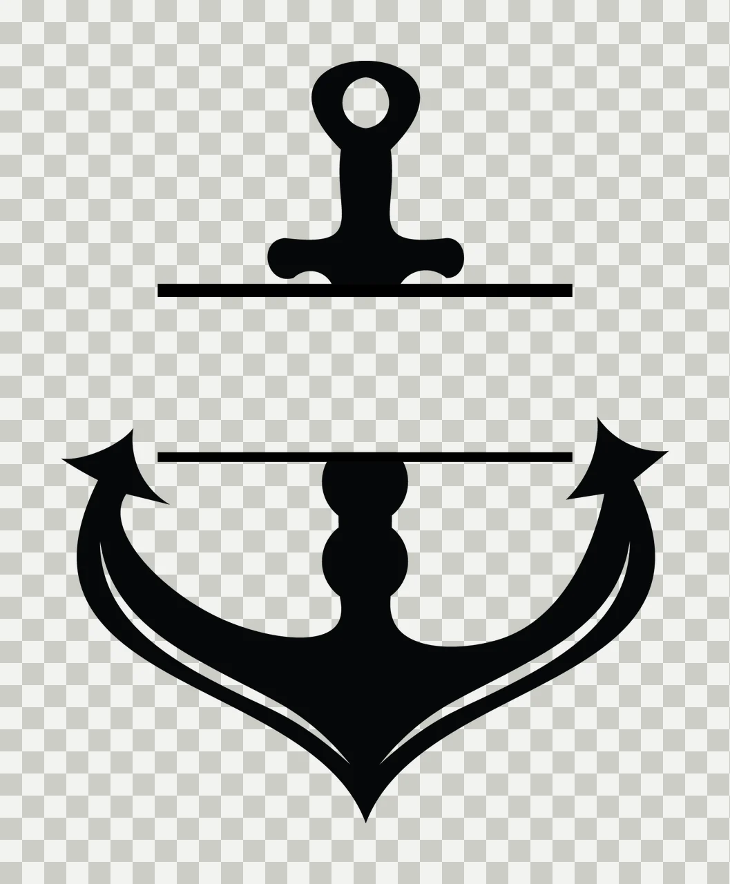 Anchor With Split And Silhouette In Black transparency and detail preview thumbnail