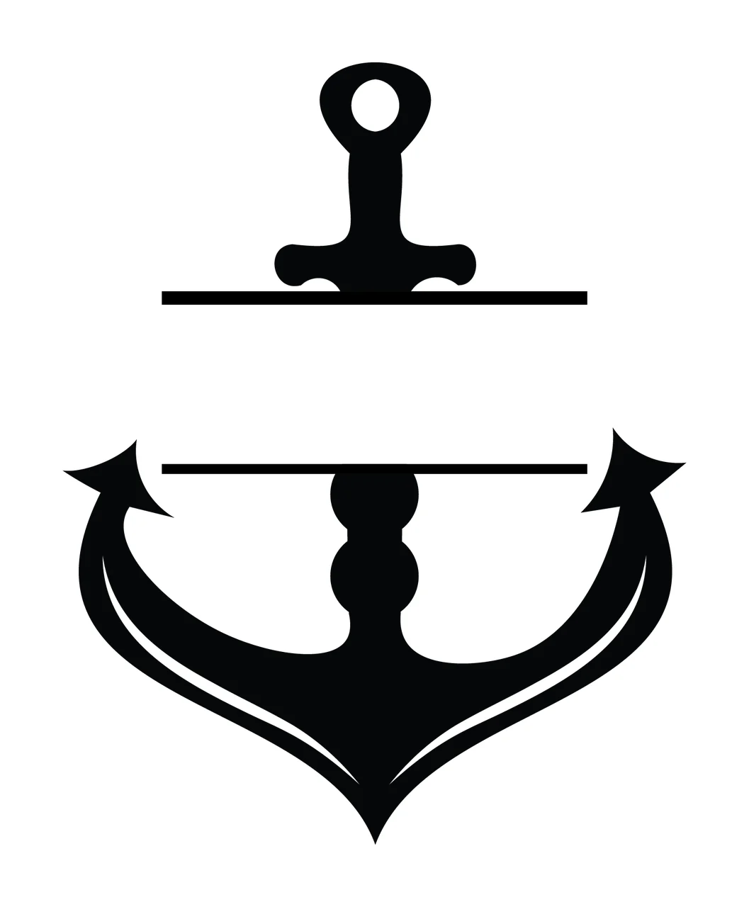 Anchor With Split And Silhouette In Black