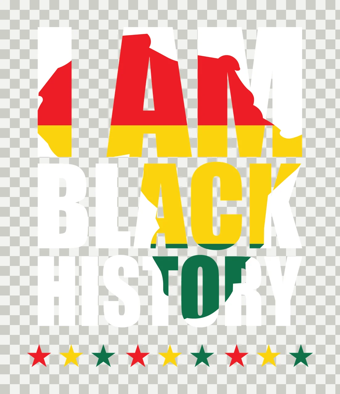 I Am Black History Quote With Stars aligned typography white transparency and detail preview thumbnail