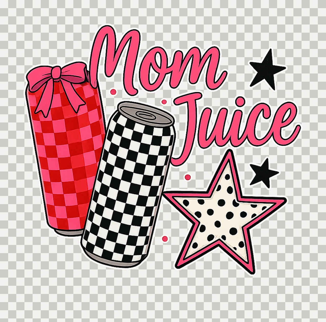 Mom Juice checkered dalmatian coquette bow ORIGINAL She Just transparency and detail preview thumbnail
