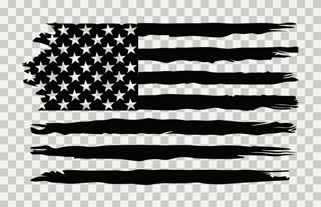Flag Black Distressed American Horizontal Stripes stars white transparency and detail preview thumbnail