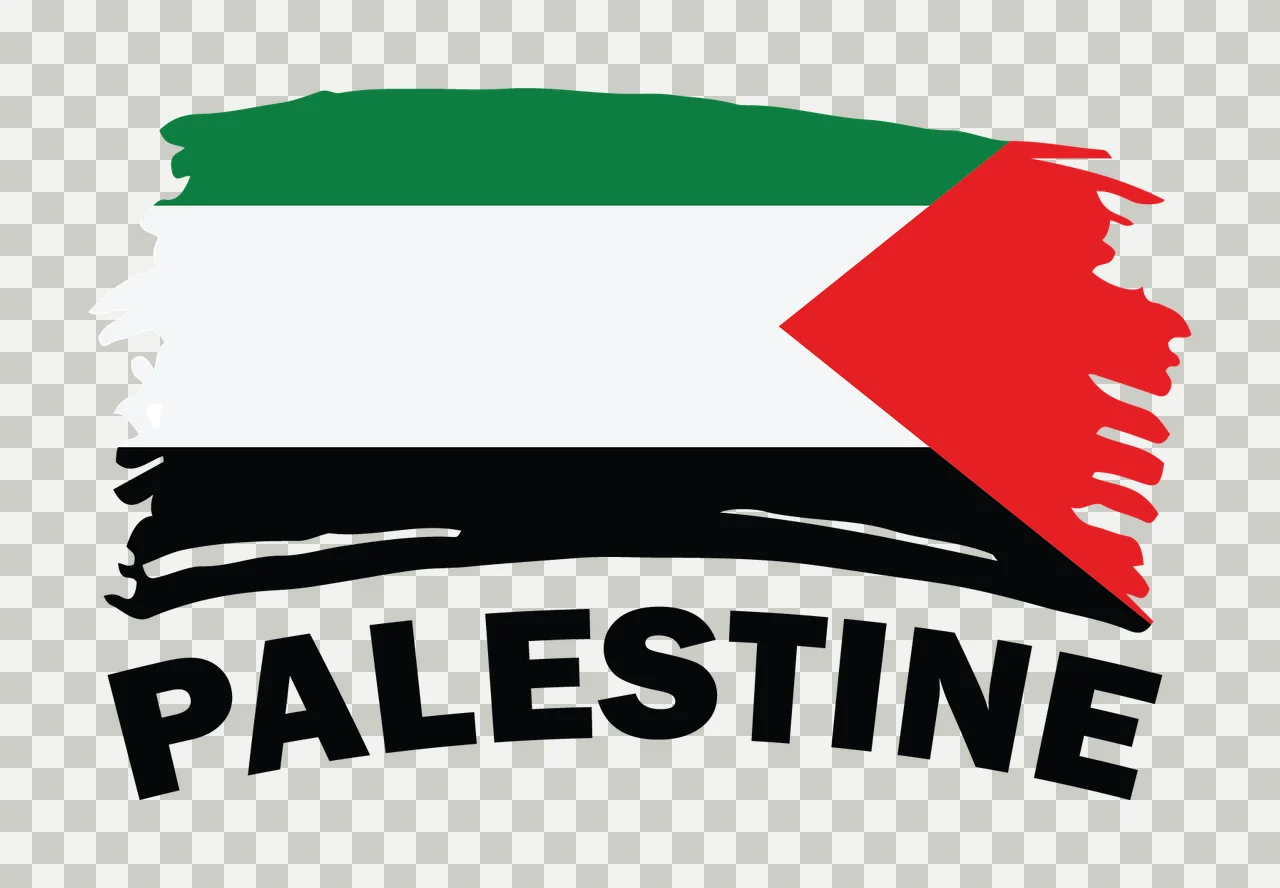 Palestine Text With Black Brush Stroke grunge white sign typography transparency and detail preview thumbnail
