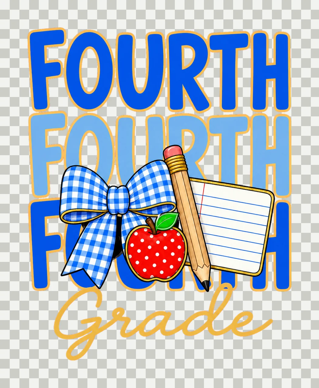 Preppy Teacher Blue Gingham Grade Series Variation F transparency and detail preview thumbnail