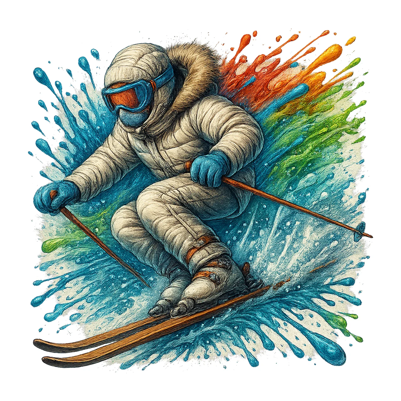 Skiing Sublimation Design Winter Sport Athlete Artwork Sport