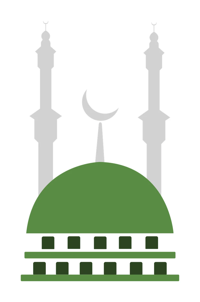 Black Mosque Silhouette With Moon Icon dome crescent pillars