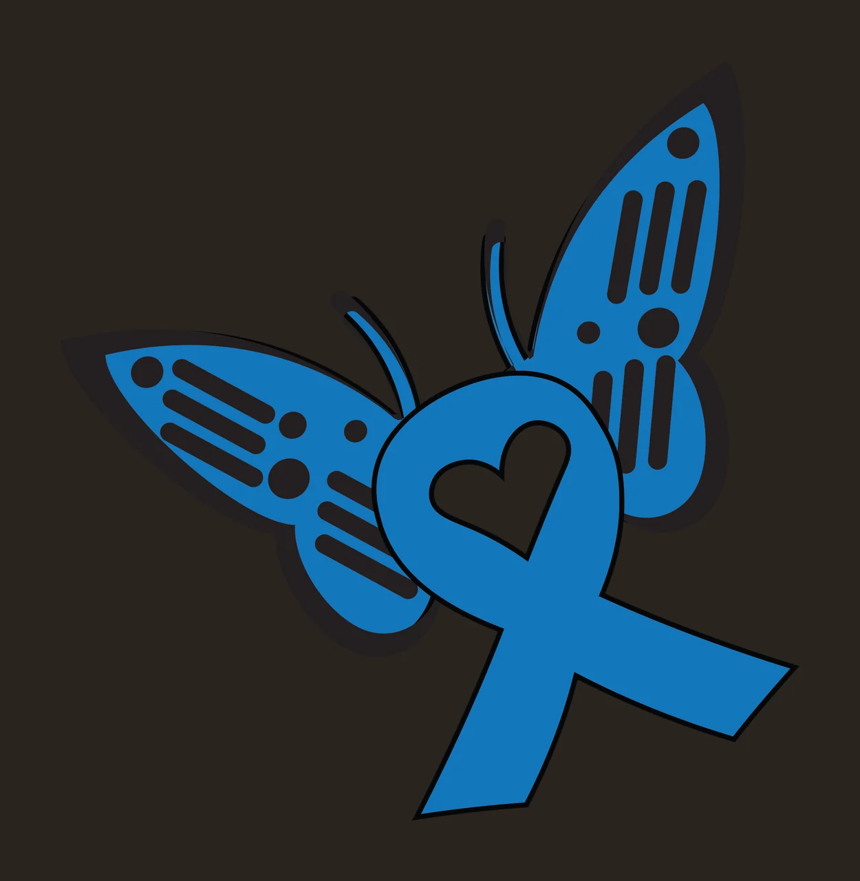 Ribbon Butterfly Awareness Silhouette Heart Icon merging with contrast preview thumbnail