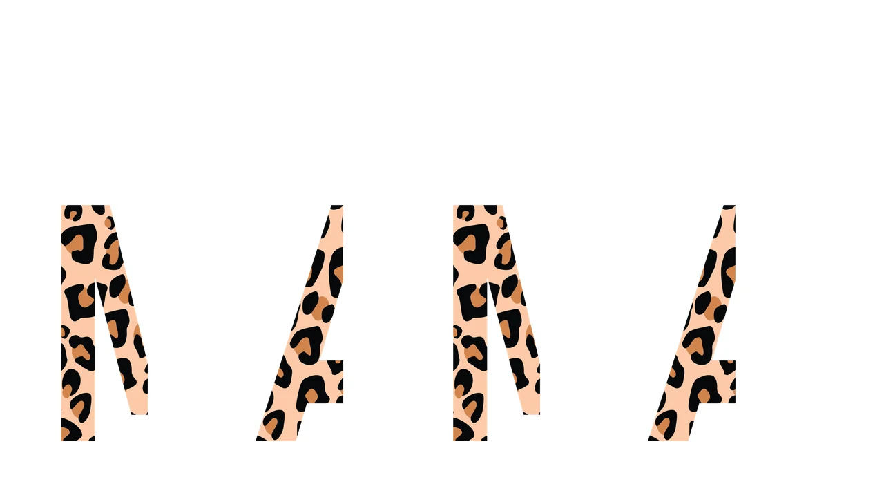 NANA Typography Design with leopard print, letters, animal print and cheetah in tan, brown and black