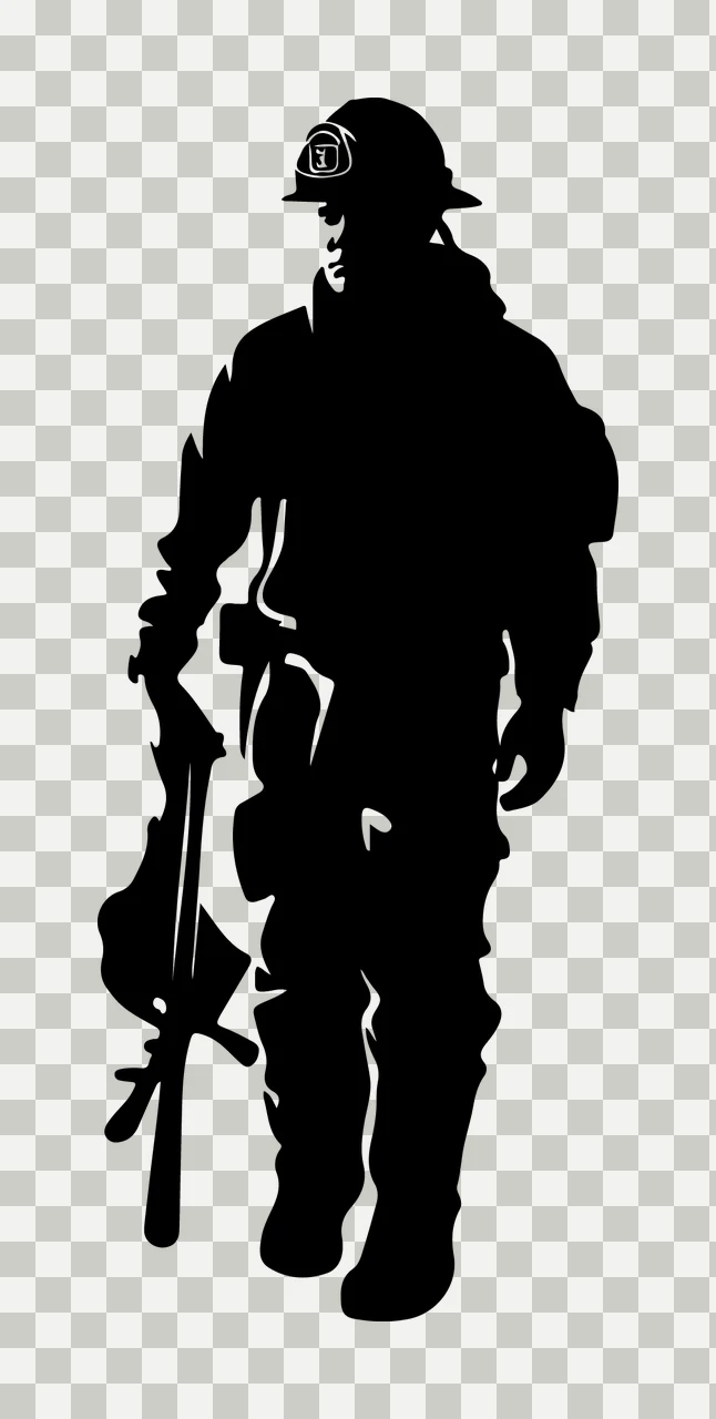 Can Glass Wrap Firefighter Carrying Equipment Silhouette transparency and detail preview thumbnail