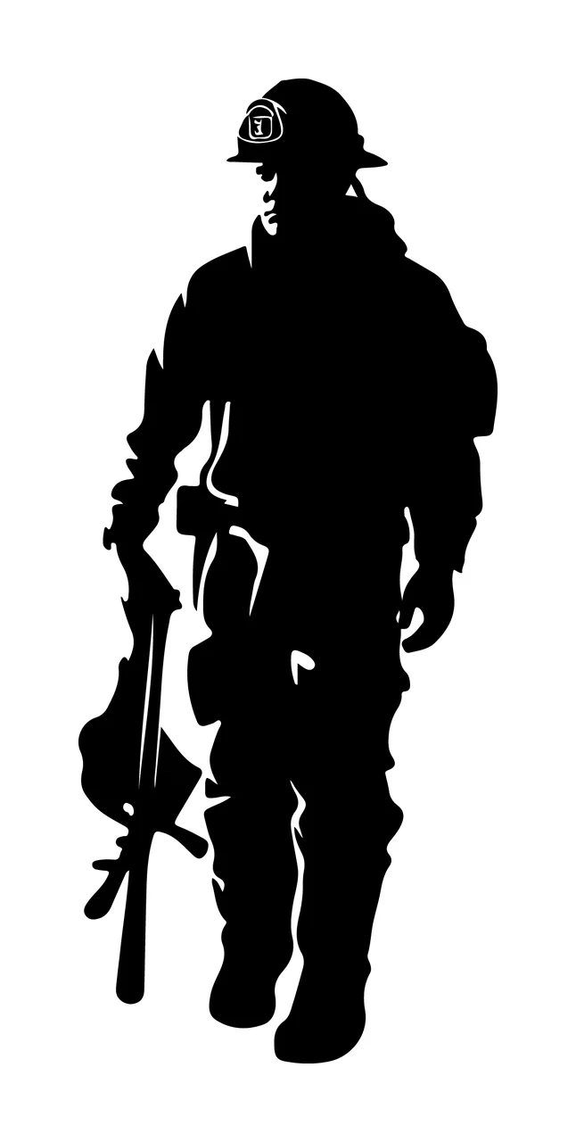 Can Glass Wrap Firefighter Carrying Equipment Silhouette