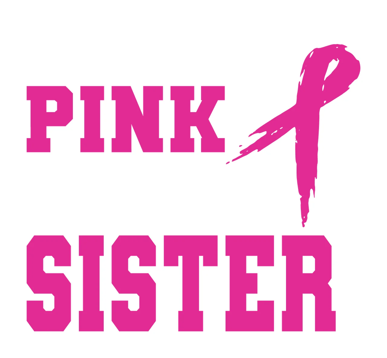 Pink Cancer Breast Ribbon Support With Brush Stroke