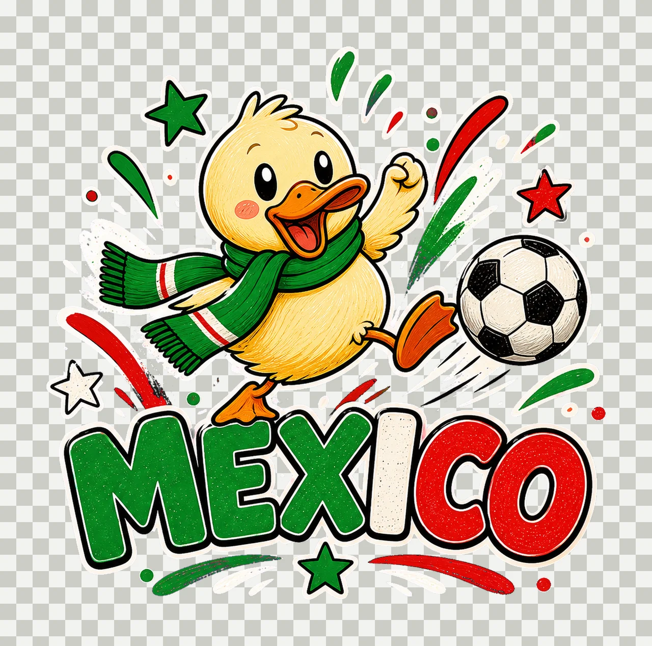 Mexico Soccer Duck Fan sublimation instant shirt Variation D transparency and detail preview thumbnail