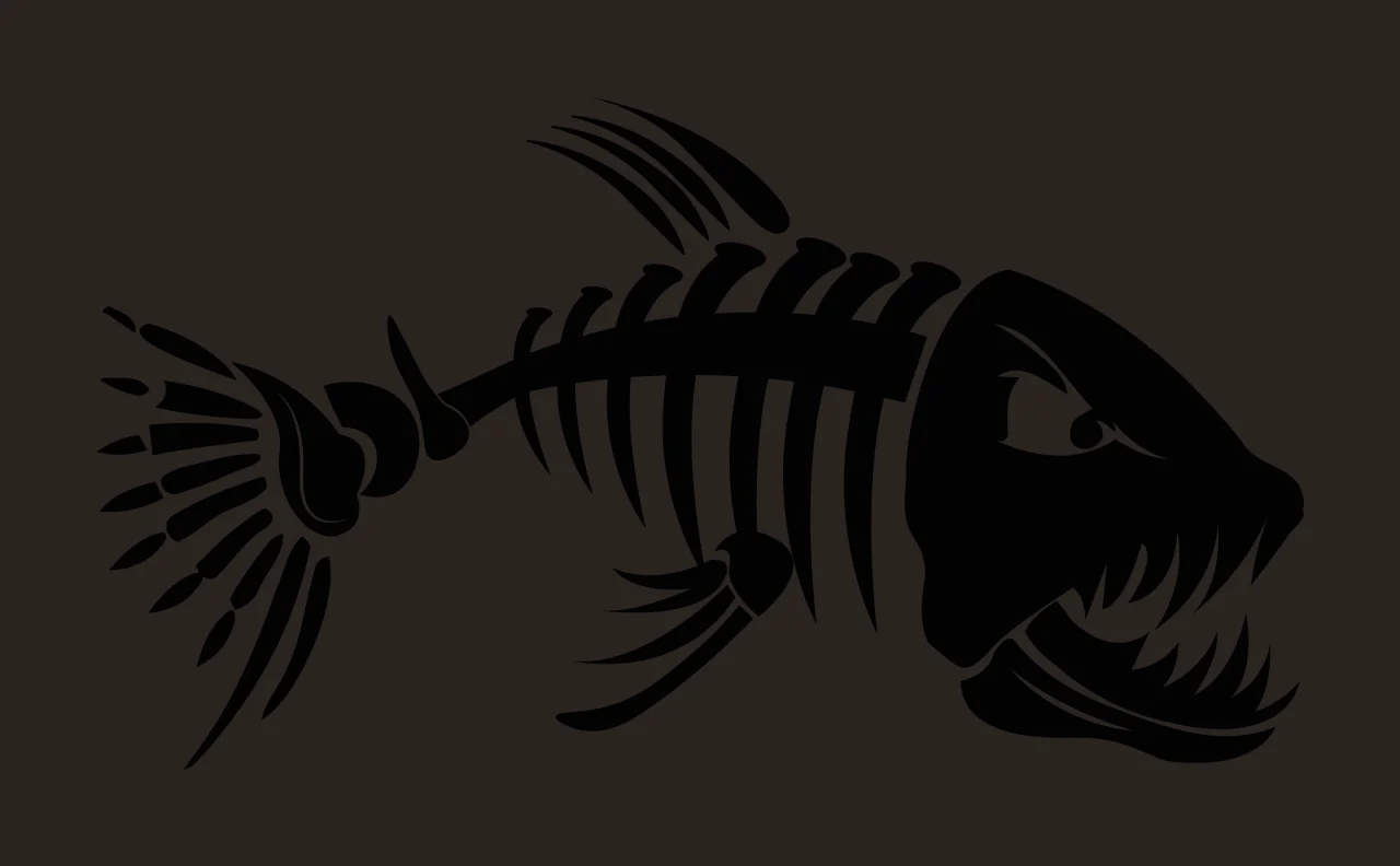 Bones Angry Fish Skeleton Graphic With Teeth posing spines contrast preview thumbnail
