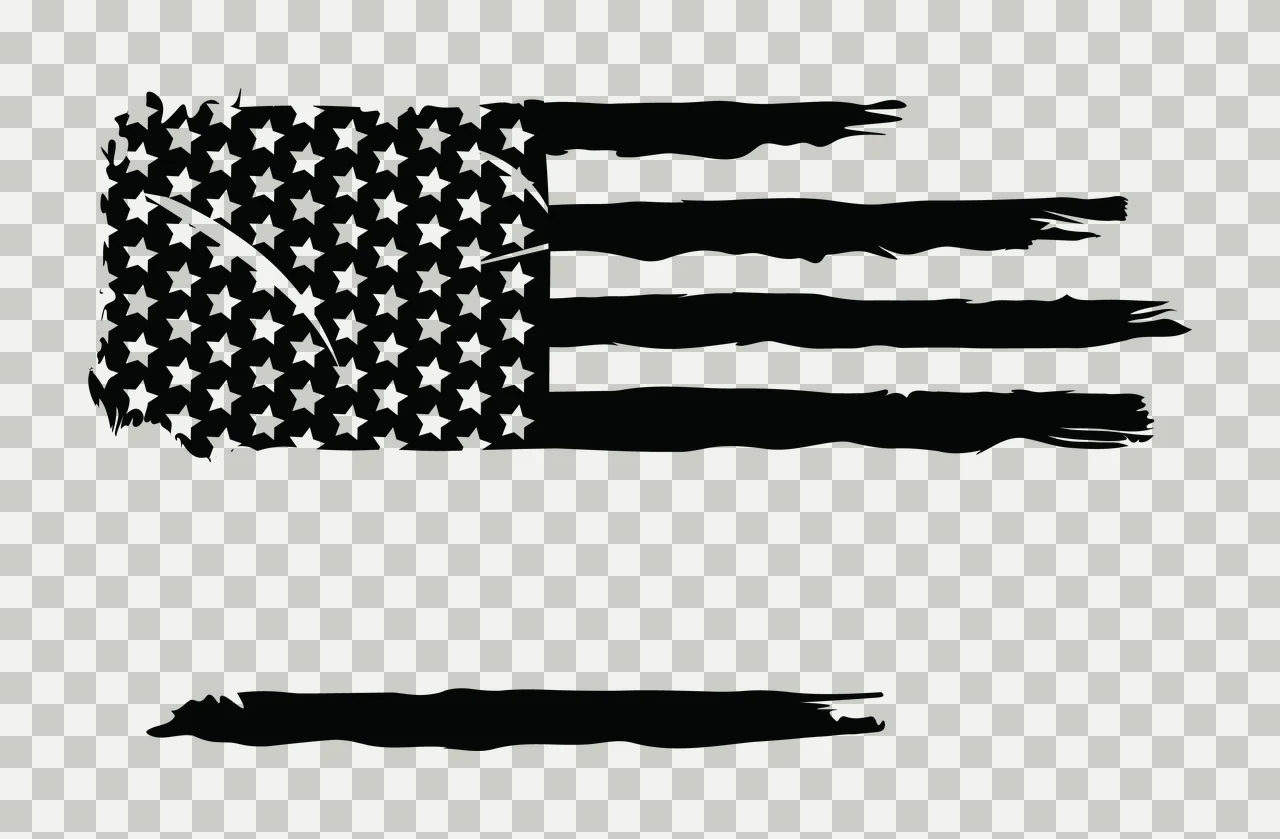 Flag Distressed Silhouette With Horizontal Stripes stars black transparency and detail preview thumbnail