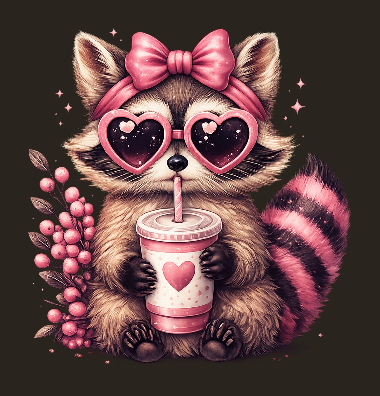 Cute But Feral Funny Raccoon with Bow Design Sublimation contrast preview thumbnail