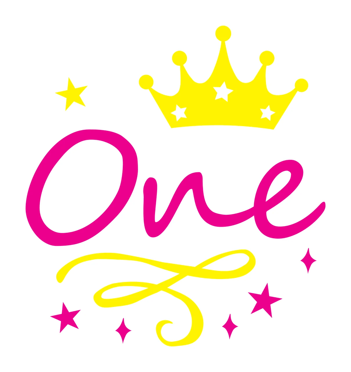 One Black And White Crown With Stars Cursive decorating swirl