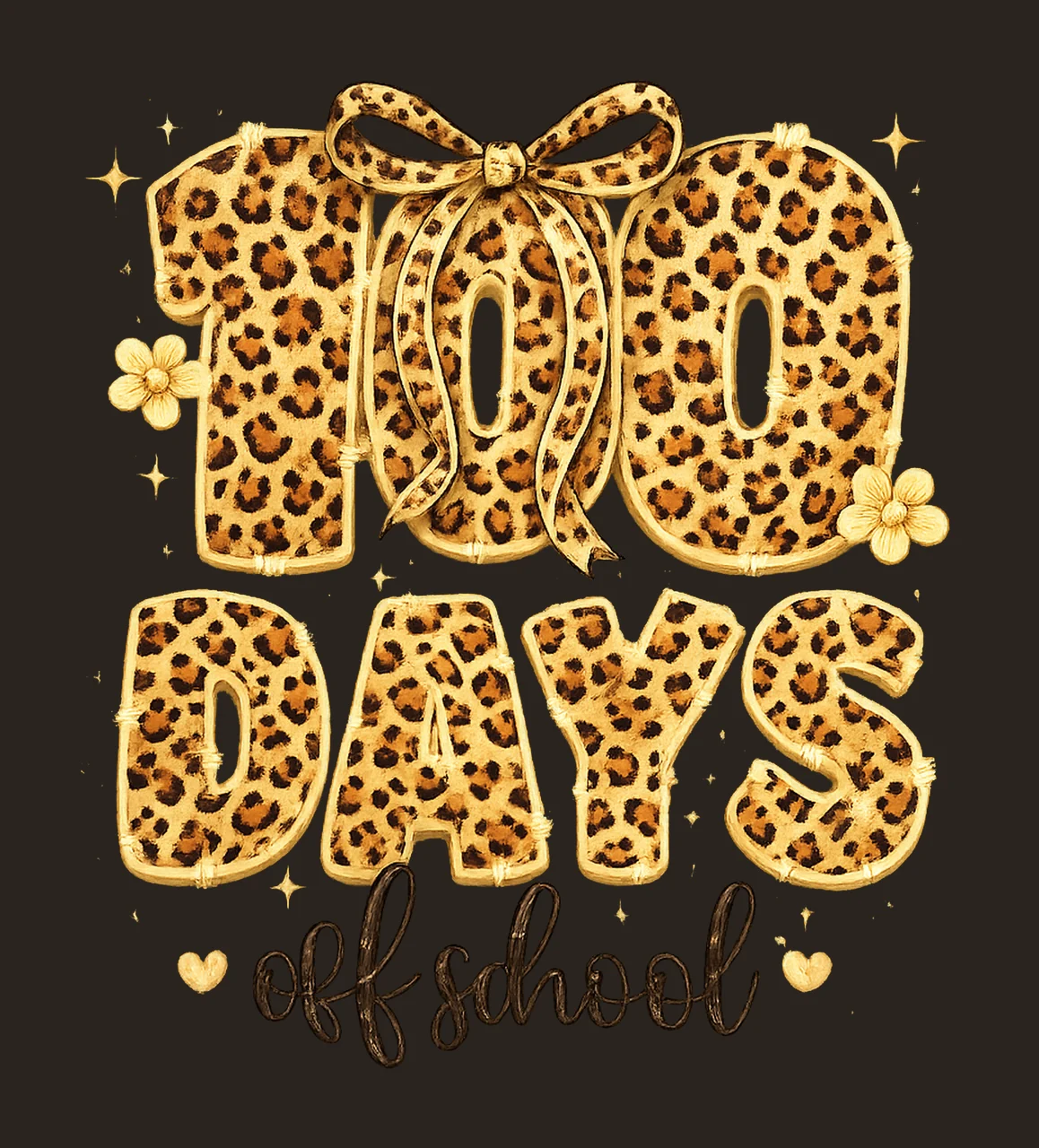 100 Days of School Leopard Pencil Coquette Bow Design contrast preview thumbnail
