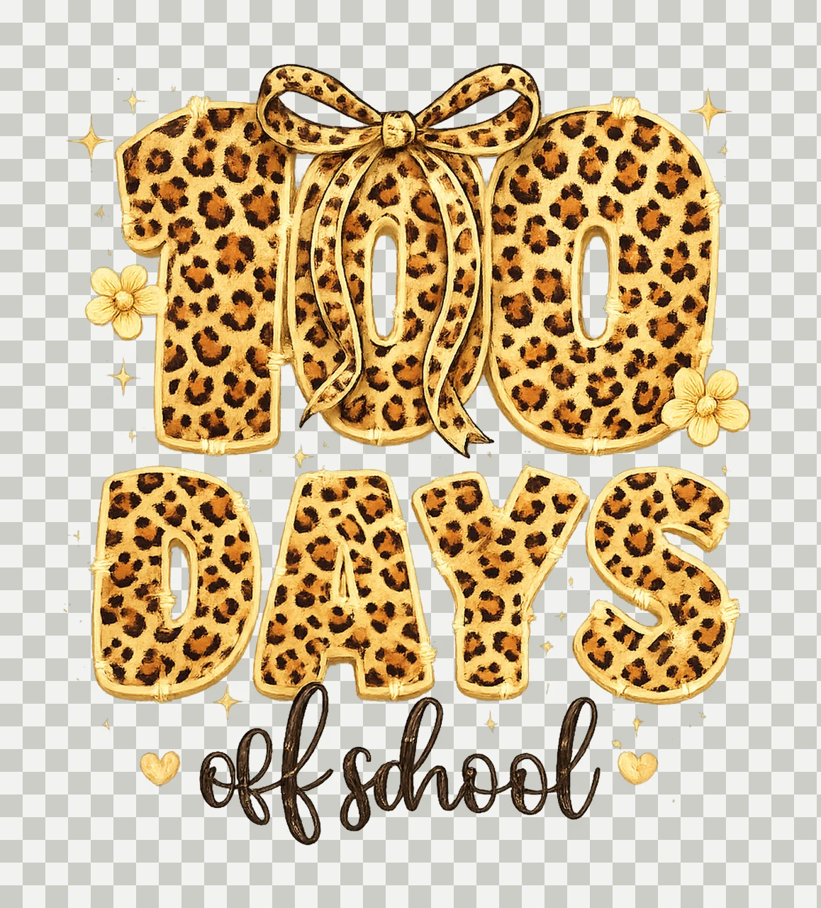 100 Days of School Leopard Pencil Coquette Bow Design transparency and detail preview thumbnail