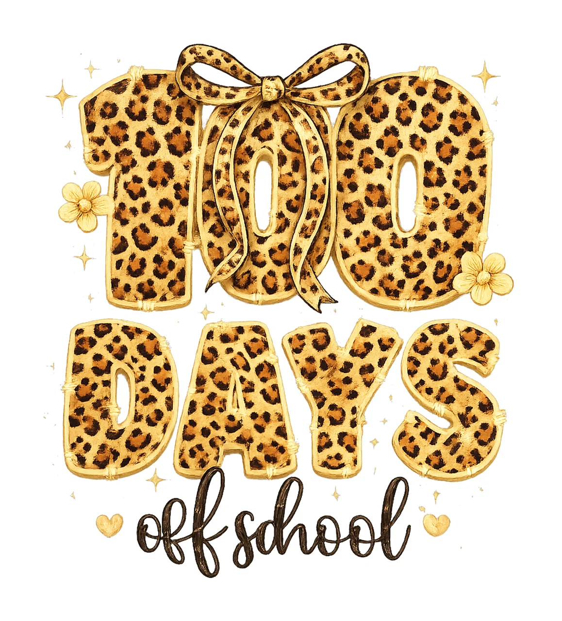 100 Days of School Leopard Pencil Coquette Bow Design
