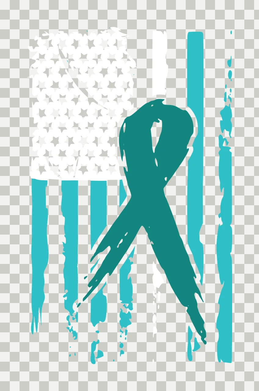 American Flag With Distressed Awareness Ribbon incorporating transparency and detail preview thumbnail