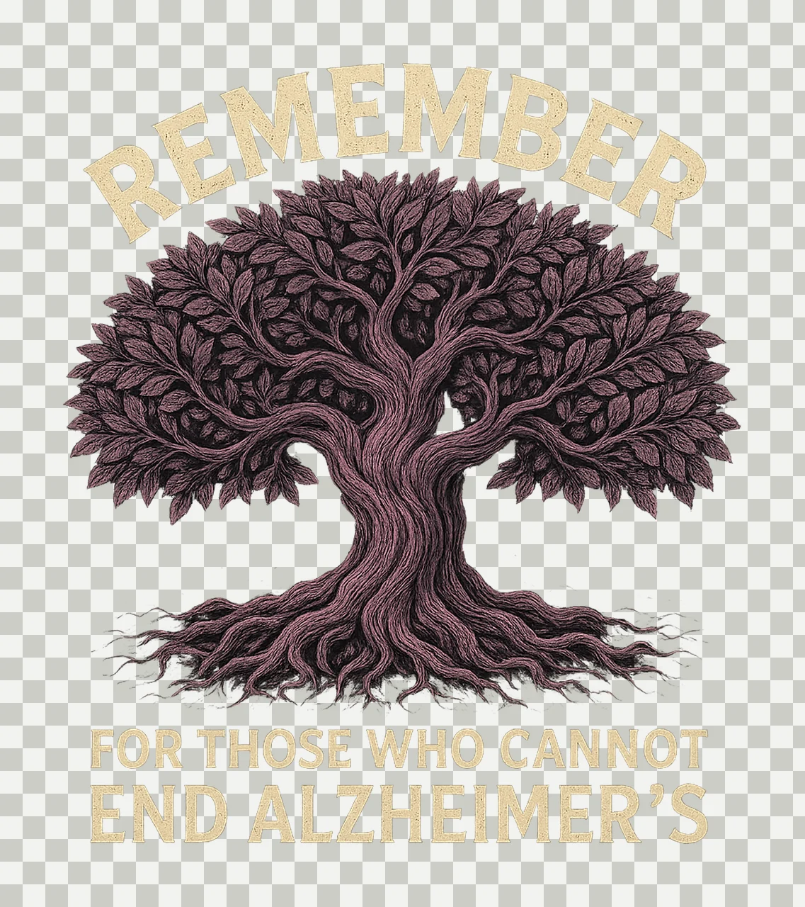 Alzheimers Awareness Remember Design Support Purple Ribbon transparency and detail preview thumbnail