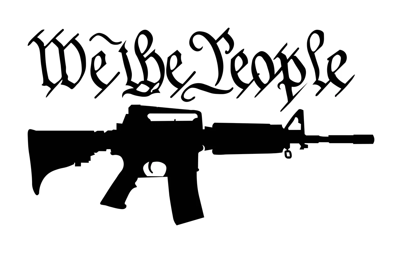 We The People Rifle Silhouette Graphic horizontal black and white