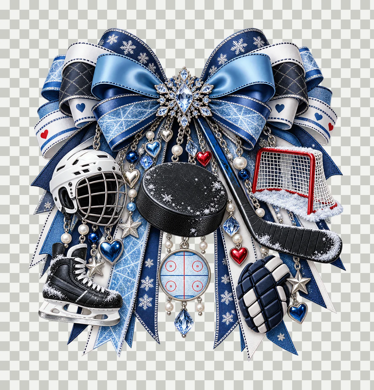 Ice Hockey PNG, Hockey Puck and Hockey Stick Coquette Bow, No Text Sublimation Clipart, Transparent Digital Download transparency and detail preview thumbnail