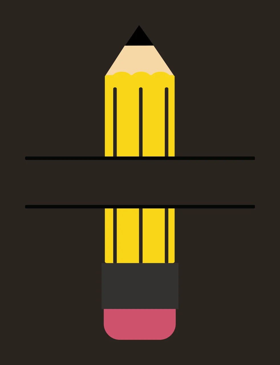 Black Pencil With Central Horizontal Bar intersect silhouette contrast preview thumbnail