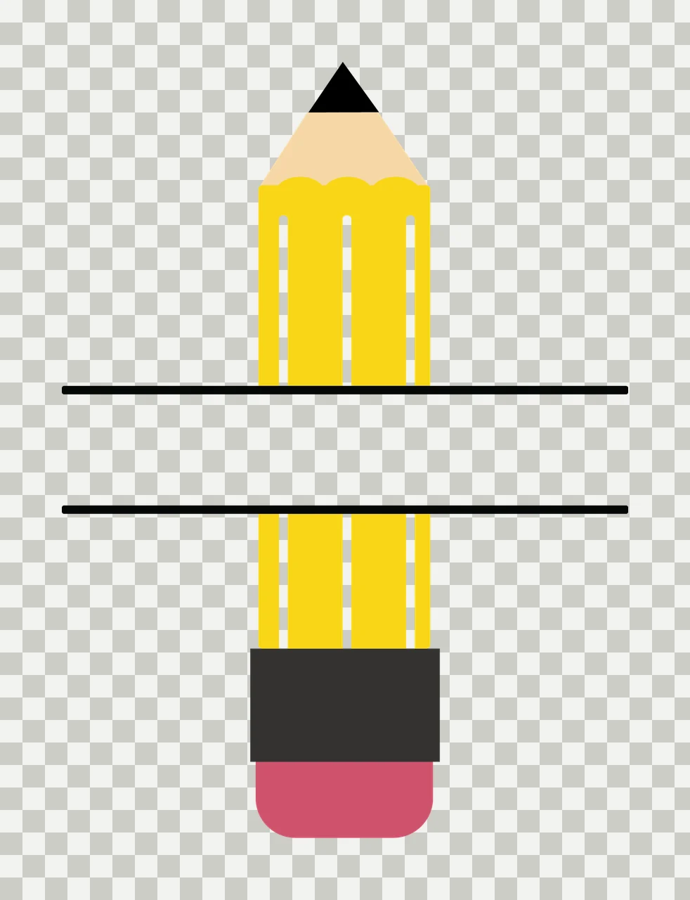 Black Pencil With Central Horizontal Bar intersect silhouette transparency and detail preview thumbnail