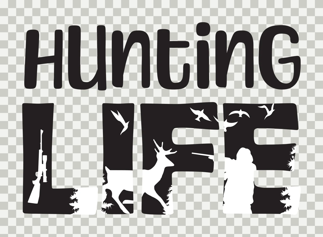 Deer Hunting Hunting Life Text With Animal Icons rifle birds transparency and detail preview thumbnail