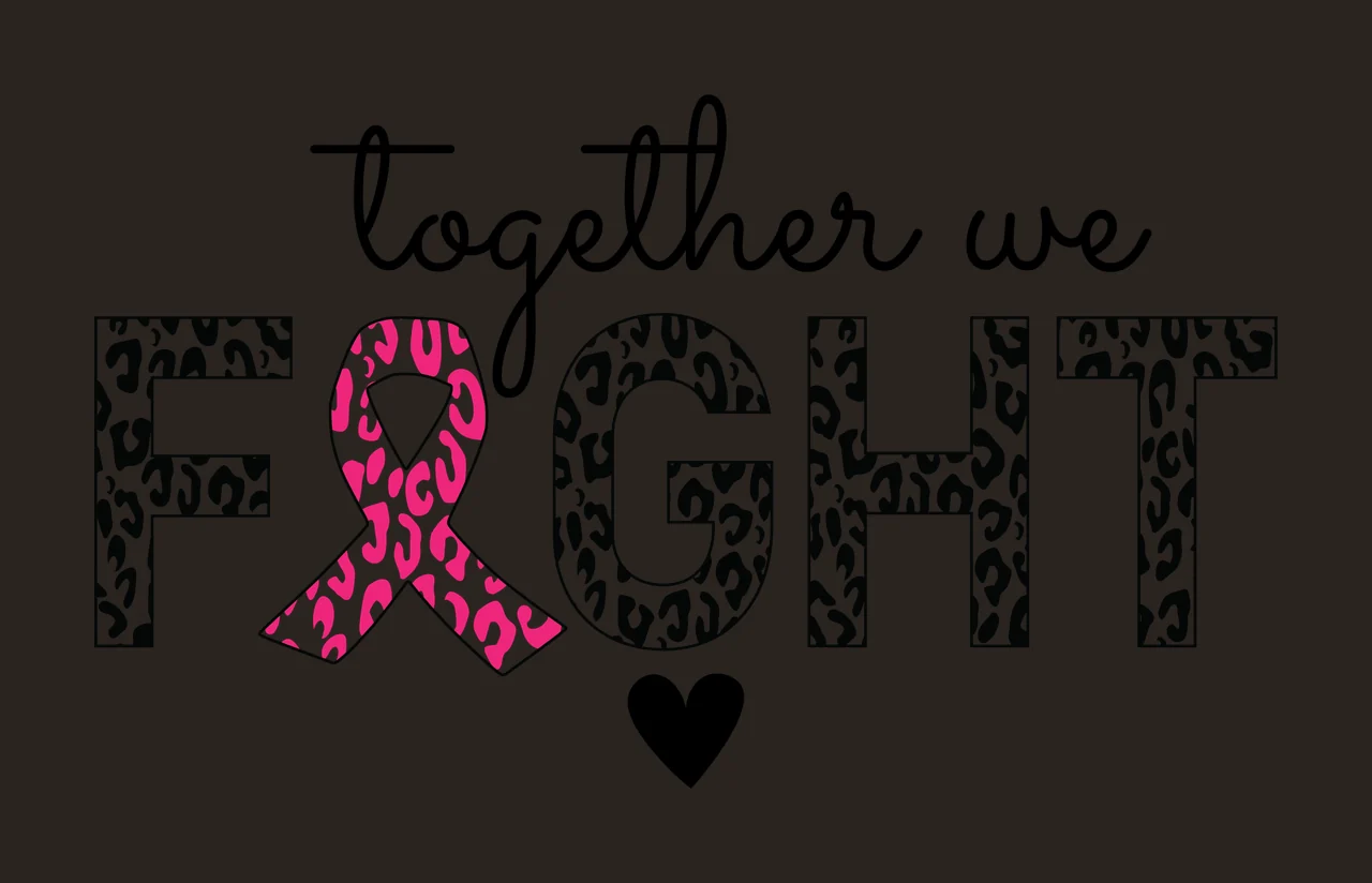 Leopard Together We Fight Ribbon Text Design with uniting heart contrast preview thumbnail