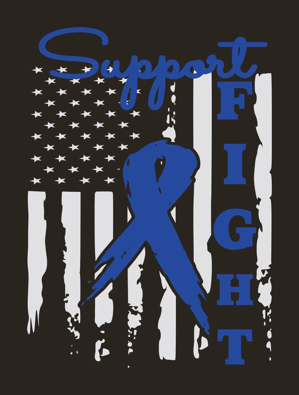 Fight American Flag Ribbon Design awareness distressed silhouette contrast preview thumbnail