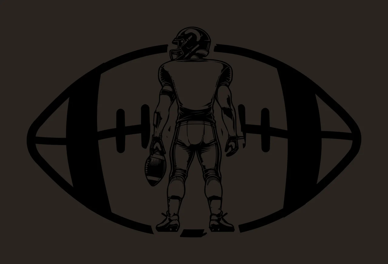 Football Player Player Ball Holding Silhouette uniform oval frame contrast preview thumbnail
