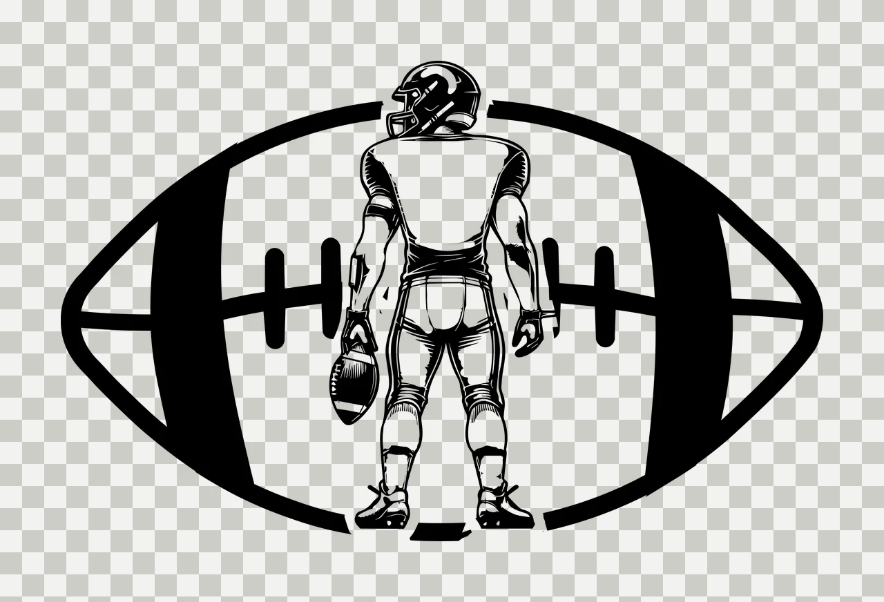 Football Player Player Ball Holding Silhouette uniform oval frame transparency and detail preview thumbnail