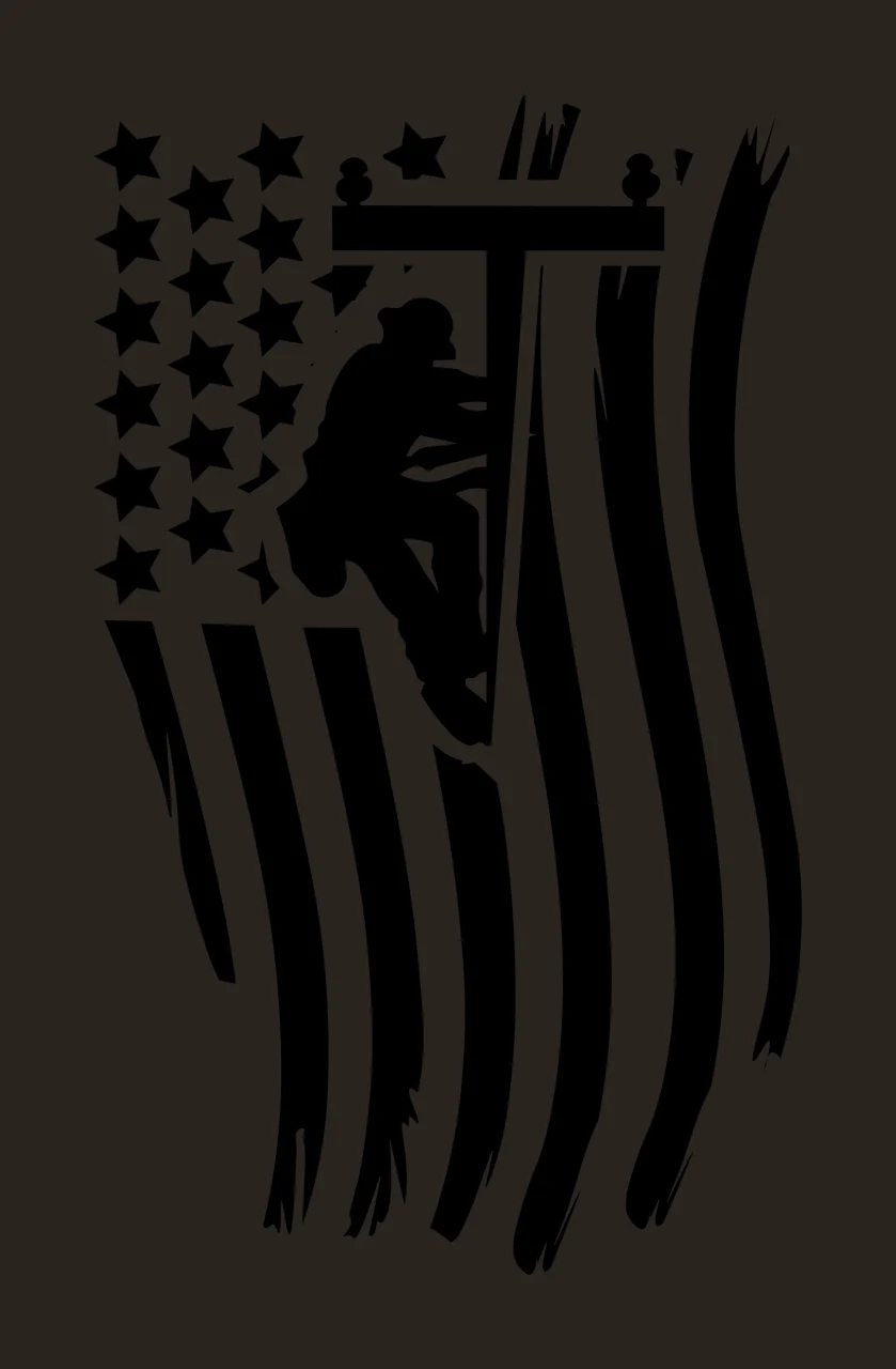 Lineman American Flag Silhouette Graphic working on pole person contrast preview thumbnail