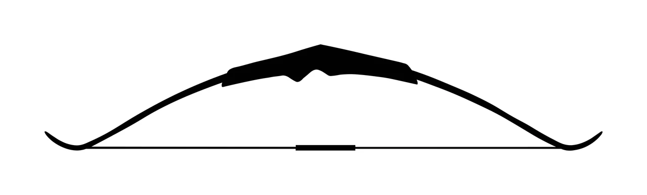 Black Recurve Bow Silhouette Centered string handle minimalist