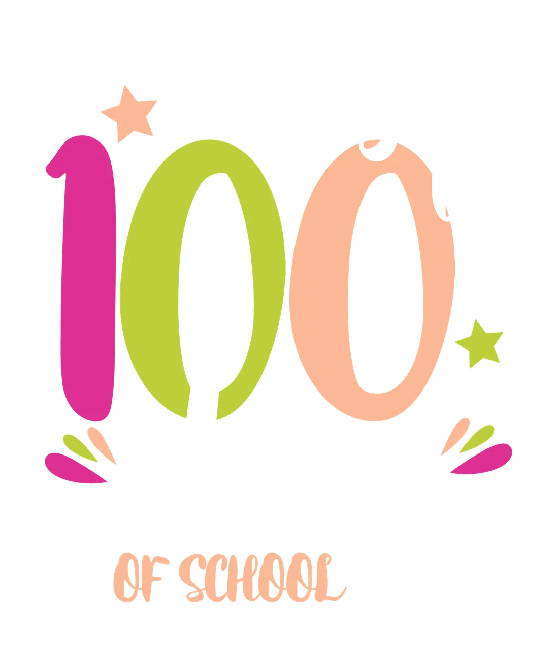 Happy 100Th Day Of School Text stars paper clips numbers typography