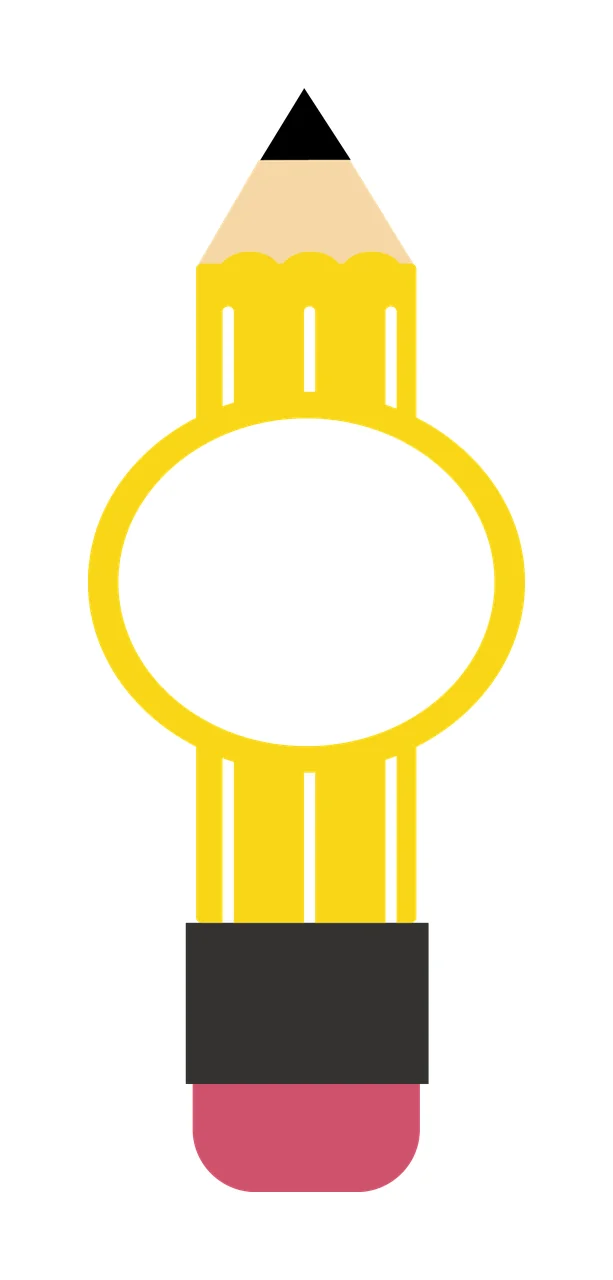 Pencil Silhouette With Central Circular Frame For Text circle