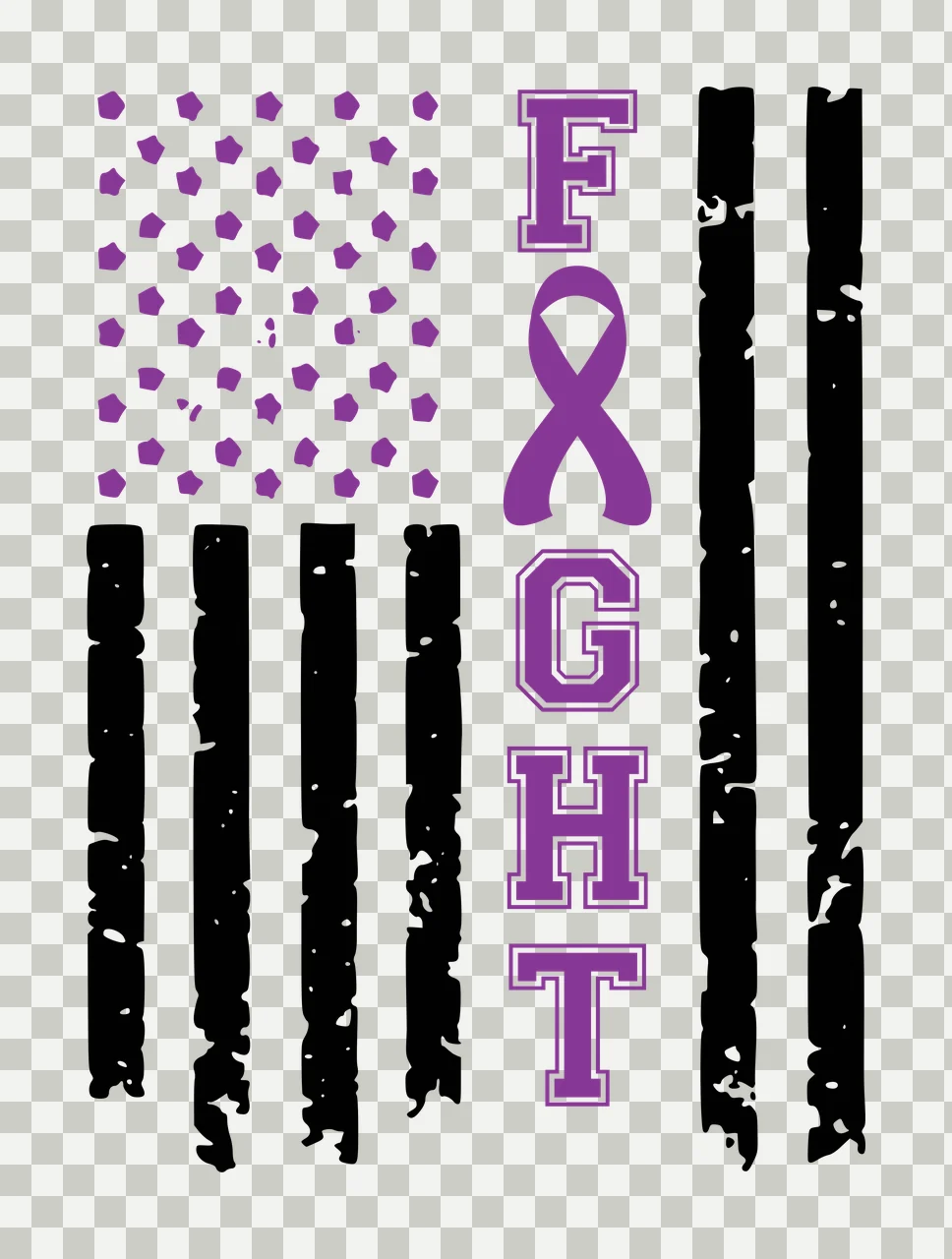 Fight Text With Ribbon American Flag stars stripes black white transparency and detail preview thumbnail
