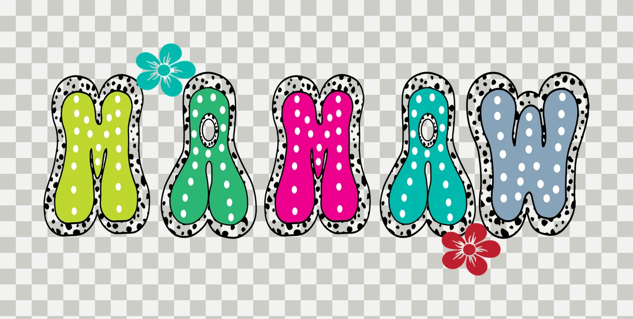 Mama Text With Decorative Flower Embellishments decoration transparency and detail preview thumbnail